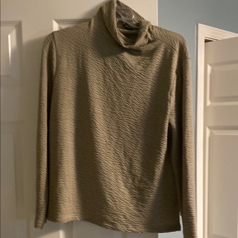 SNO SKINS Tan Turtleneck Sweater with Ribbed Texture and Slim Fit